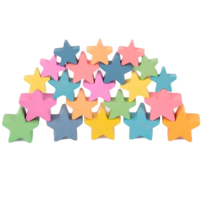 Estrellas de madera colores arcoíris (21) - TickiT
