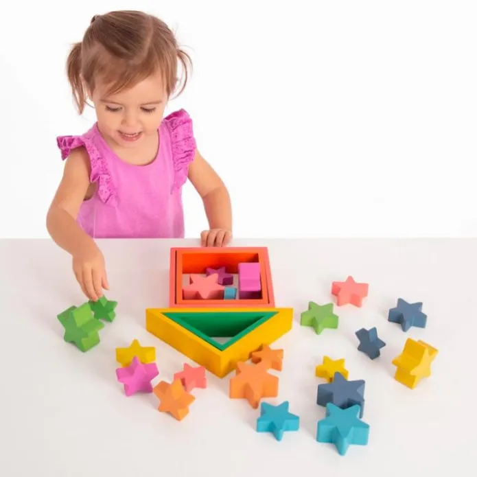 Estrellas de madera colores arcoíris (21) - TickiT
