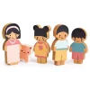 Familia y gato de madera para casa de muñecas - Mentari