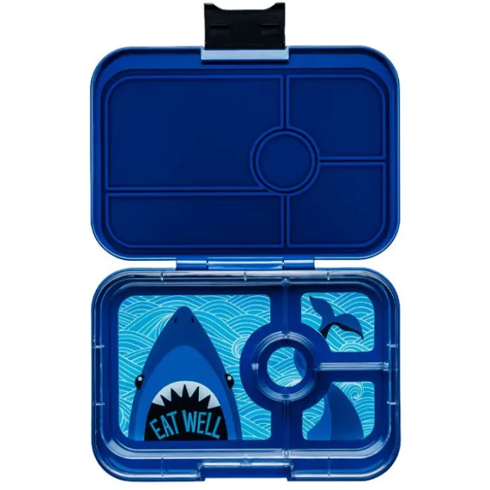 Fiambrera de tritán (sin BPA) con 4 compartimentos Tapas azul Tiburón - Yumbox