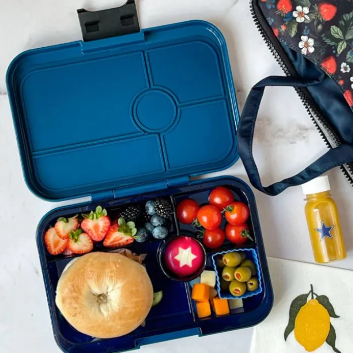 Fiambrera de tritán (sin BPA) con 4 compartimentos Tapas azul Tiburón - Yumbox