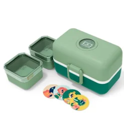 Fiambrera triple compacta polipropileno verde bosque (sin BPA) 800 ml - Monbento