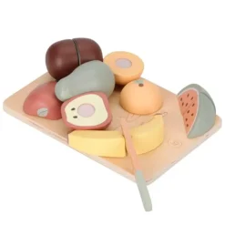 Frutas, cuchillo y tabla de madera para cortar - Little Dutch