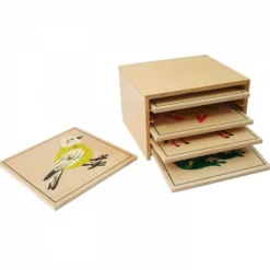 Gabinete de madera con 5 puzles animales - Montessori