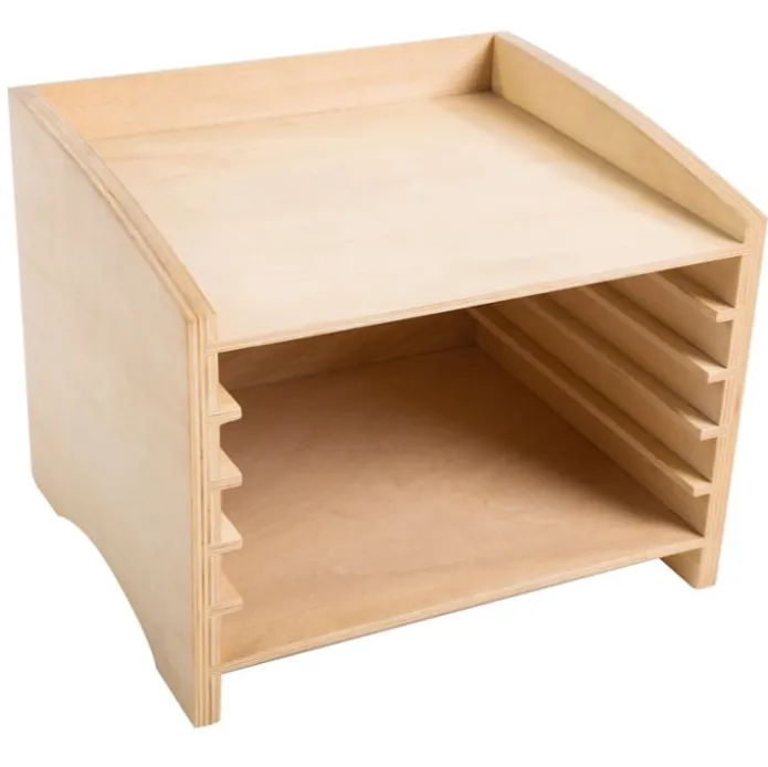 Gabinete de madera vacío para 5 puzles animales - Montessori
