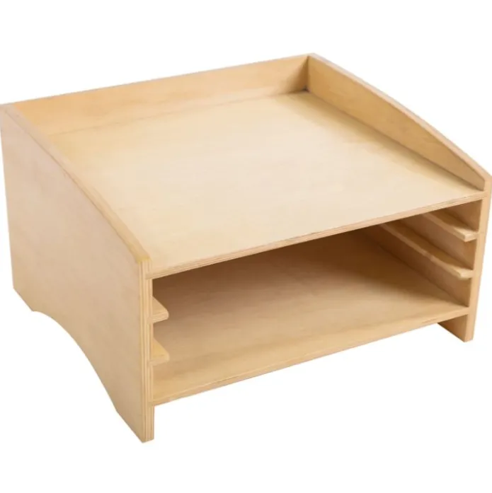 Gabinete de madera vacío para 3 puzles botánica - Montessori