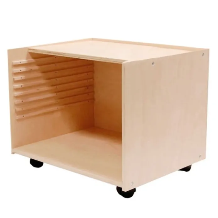 Gabinete de madera vacío para 8 puzles de mapas - Montessori