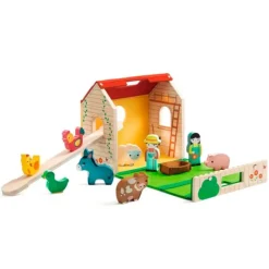 Granja de madera y fieltro portátil con animales Softi Farm - Djeco