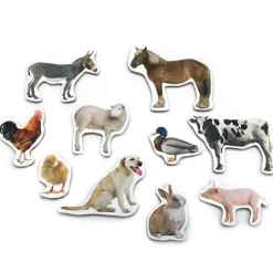 Imanes de madera Animales de granja (10) - Nowordbooks