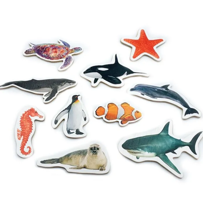 Imanes de madera Animales marinos (10) - Nowordbooks