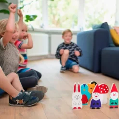 Juego de bolos de madera animales del bosque - BS Toys