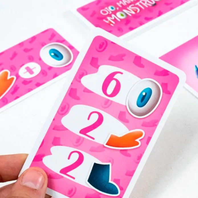 Juego de cartas de cálculo mental Ojo, mano, pata ¡Monstruos! - Átomo Games