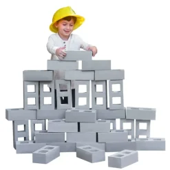 Ladrillos de construcción grandes de goma grises (40) - Playlearn
