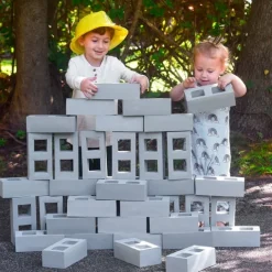 Ladrillos de construcción grandes de goma grises (40) - Playlearn