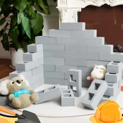 Ladrillos de construcción grandes de goma grises (40) - Playlearn