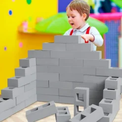Ladrillos de construcción grandes de goma grises (40) - Playlearn