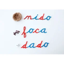 Letras alfabeto móvil pequeño cursiva minúsculas de madera - Montessori