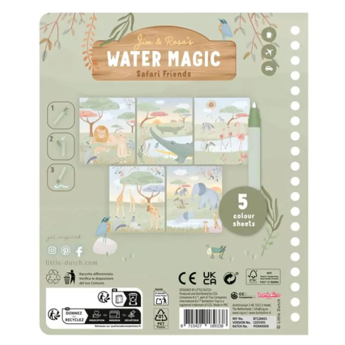 Libro mágico para colorear con agua Safari Jim - Little Dutch