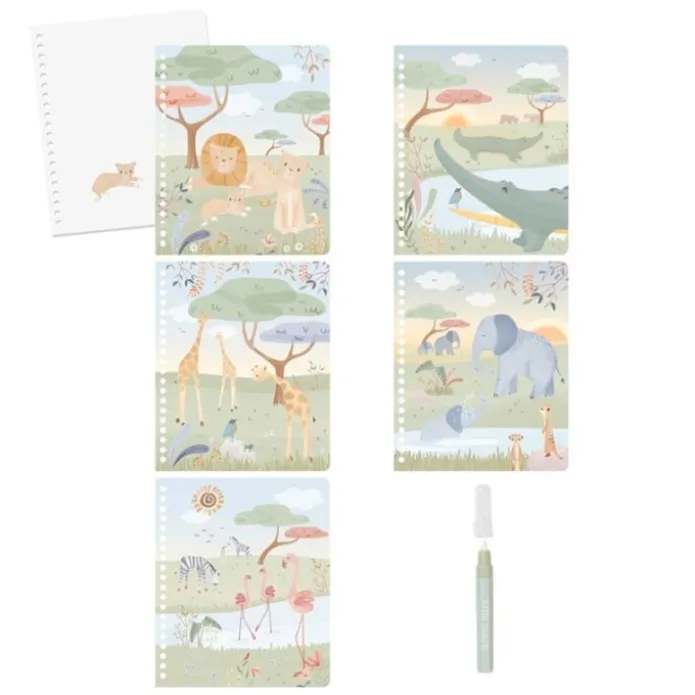 Libro mágico para colorear con agua Safari Jim - Little Dutch