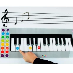 Lámina con pentagrama, teclado y notas musicales - HenBea