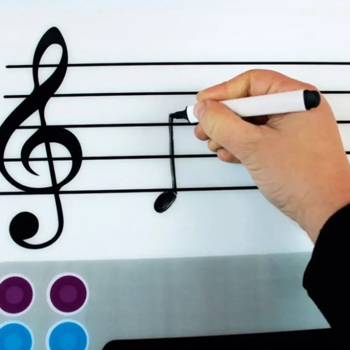 Lámina con pentagrama, teclado y notas musicales - HenBea