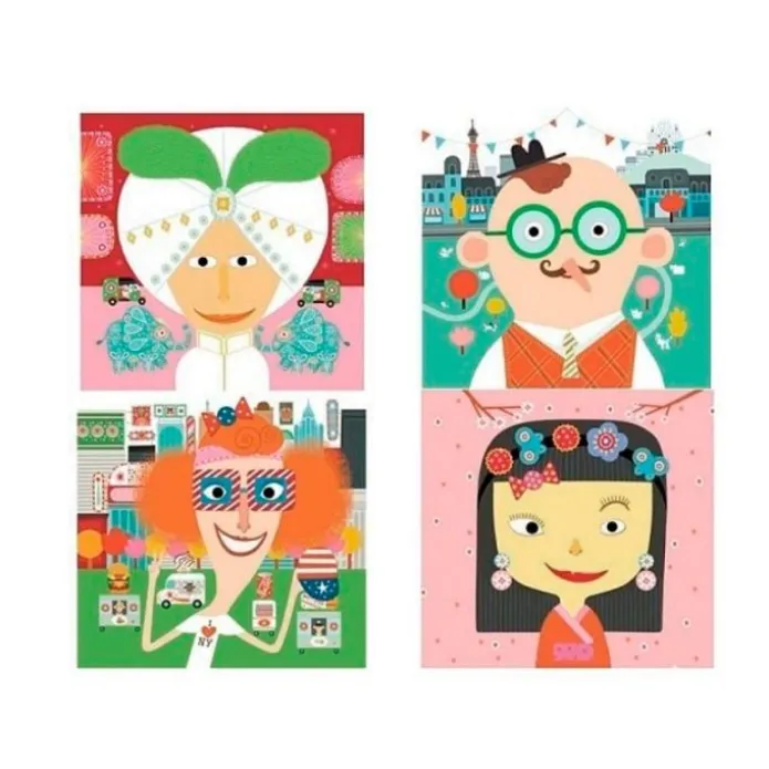 Láminas para decorar con pegatinas Personas del Mundo - Djeco