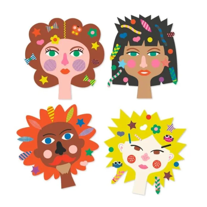 Láminas para recortar y decorar con pegatinas Peluquería - Djeco