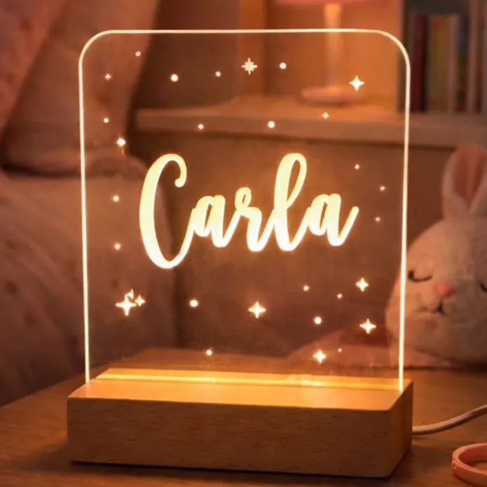 Lámpara personalizada cuadrada - Metacrilato y madera