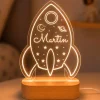 Lámpara personalizada nave espacial nombre - Metacrilato y madera