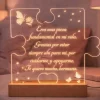 Lámpara personalizada puzle texto - Metacrilato y madera