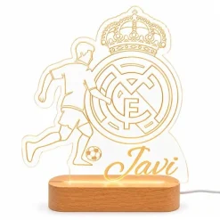 Lámpara personalizada Real Madrid nombre - Metacrilato y madera