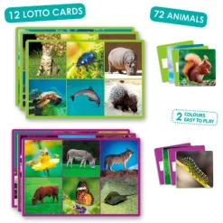 Loto 72 animales con imágenes y nombres en idiomas - Akros
