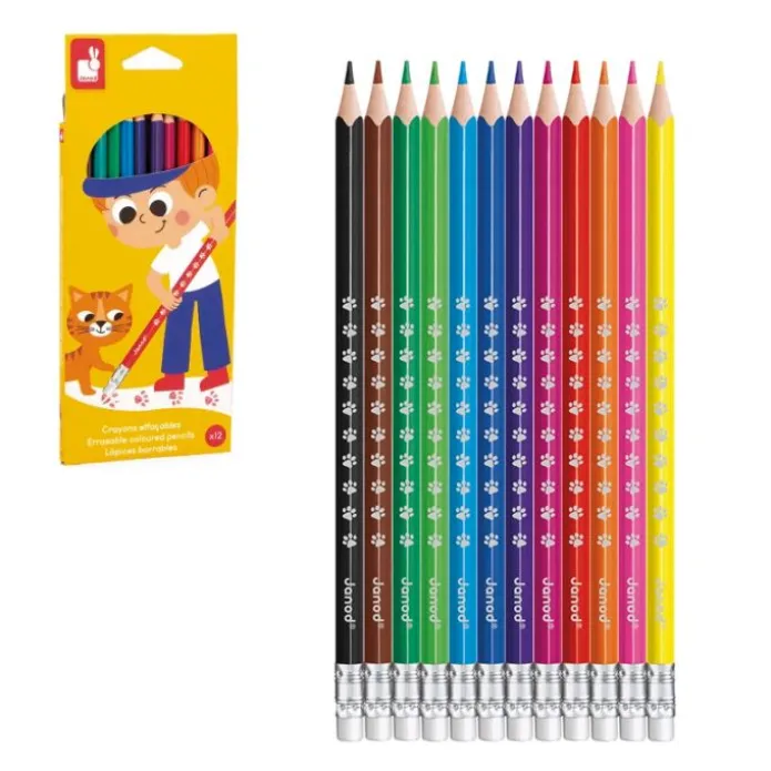 Lápices de colores con goma (12) - Janod