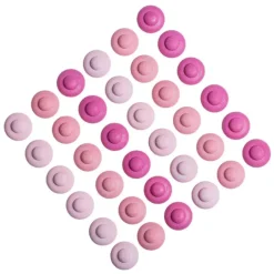 Mandala Flor con 36 círculos dobles de madera colores rosas - Grapat