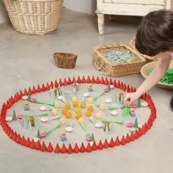 Mandala Flor con 36 círculos dobles de madera colores rosas - Grapat
