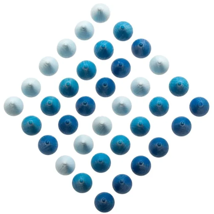 Mandala gotas con 36 gotas de agua de madera colores azules - Grapat
