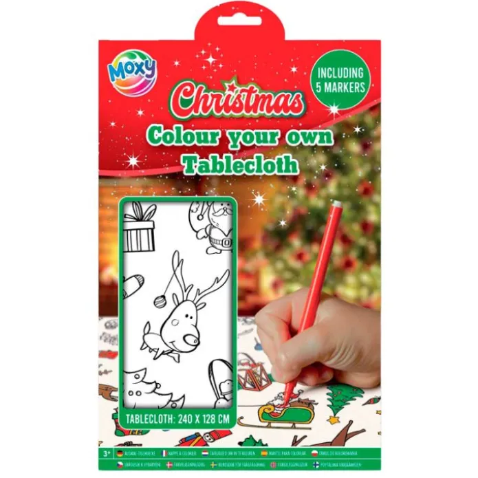 Mantel para colorear y 5 rotuladores Navidad