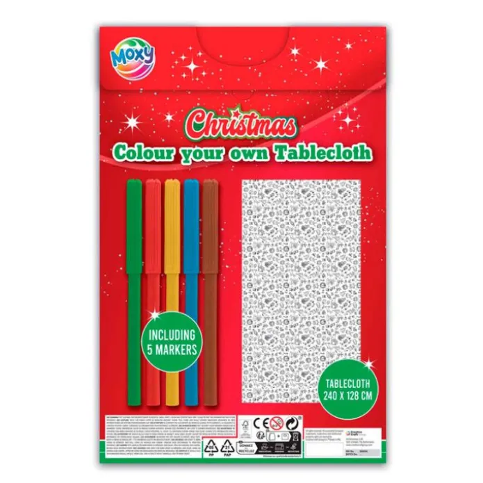 Mantel para colorear y 5 rotuladores Navidad