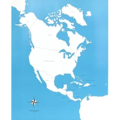 Mapa de América del Norte con nombres - Montessori