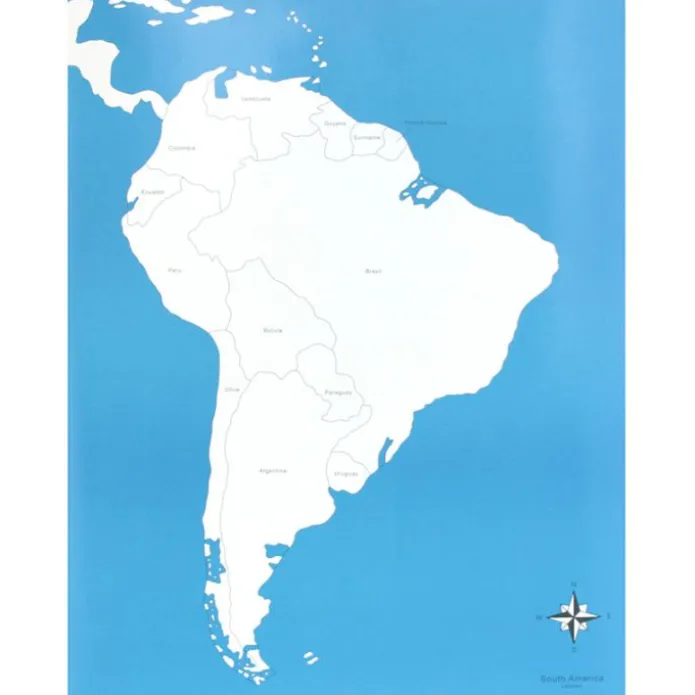 Mapa de América del Sur con nombres - Montessori