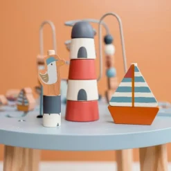 Mesa de actividades de madera peces y barcos - Little Dutch