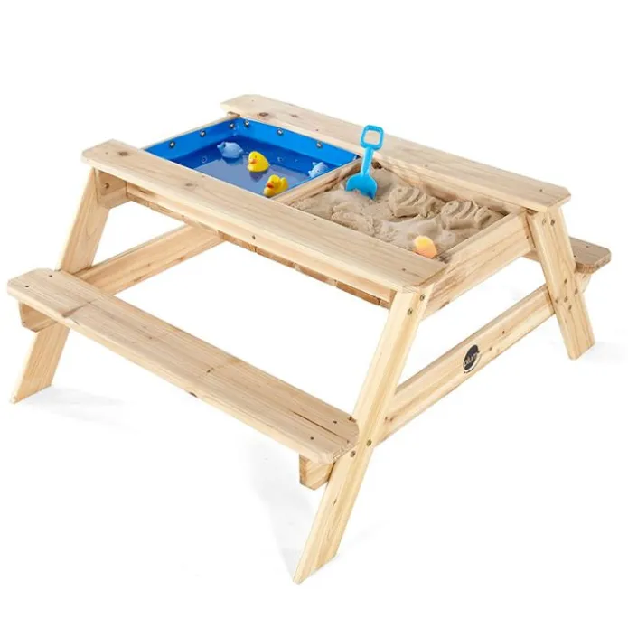 Mesa de picnic de color madera con arenero y asientos - Plum