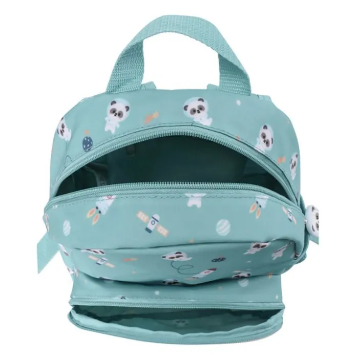 Mochila infantil verde Pandas in Space - Tutete