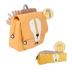 Mochila rectangular amarilla león - Trixie + REGALO estuche