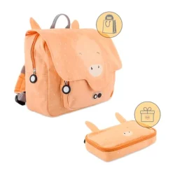 Mochila rectangular salmón jirafa- Trixie + REGALO estuche