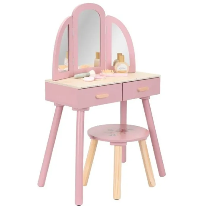 Mueble tocador de madera rosa - Little Dutch