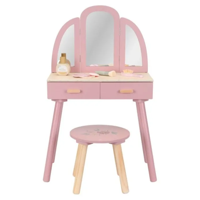 Mueble tocador de madera rosa - Little Dutch