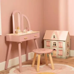 Mueble tocador de madera rosa - Little Dutch