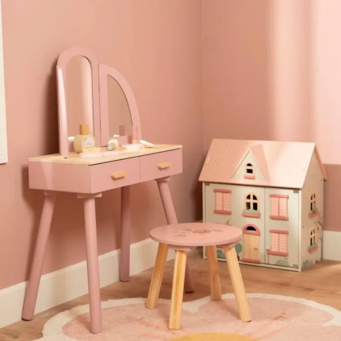 Mueble tocador de madera rosa - Little Dutch