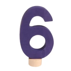 Número 6 clásico de madera púrpura para calendario anual circular y para espiral - Grimm's
